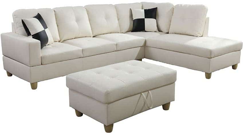 Best White Leather Couch Options: lifestyle sectional