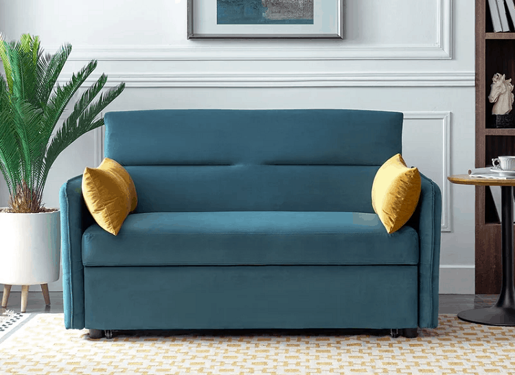 Chimel Velvet Round Arm Sofa Bed