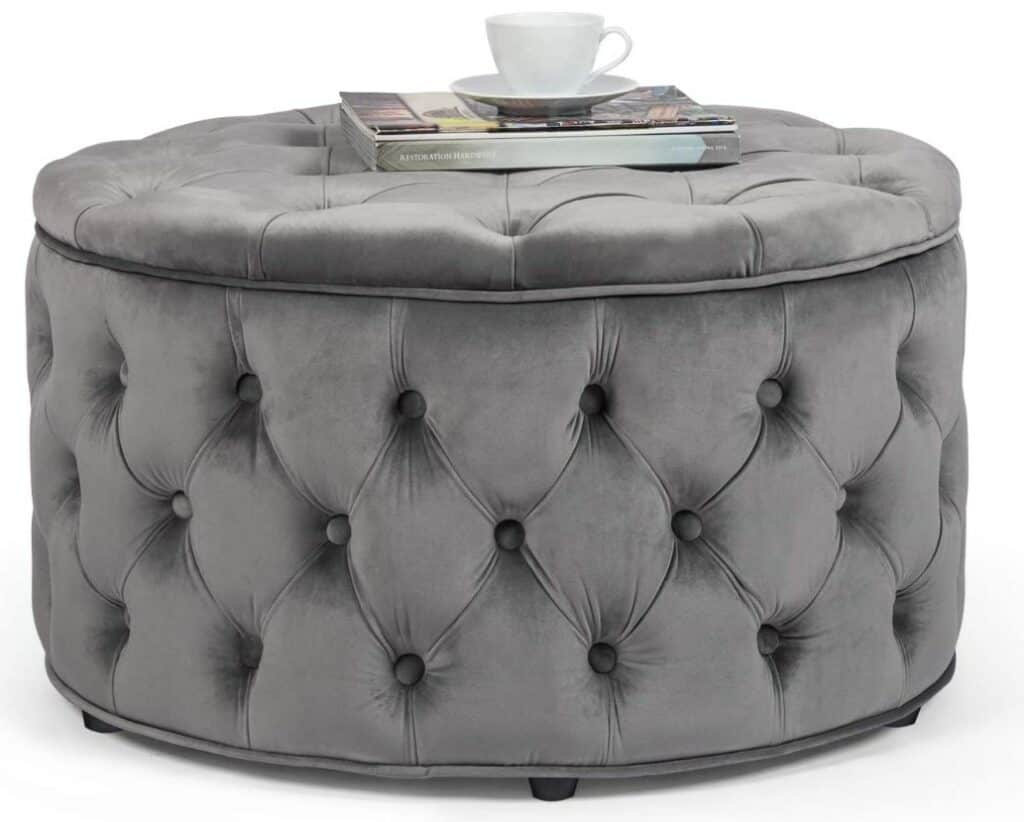 Homebeez Round Velvet Ottoman