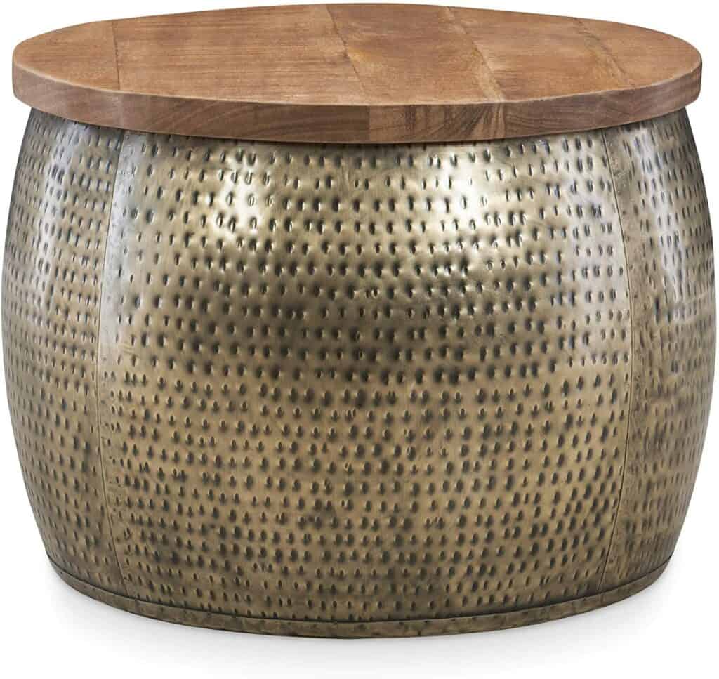 Powell Hammered Gold Drum with Natural Wood Lift Top