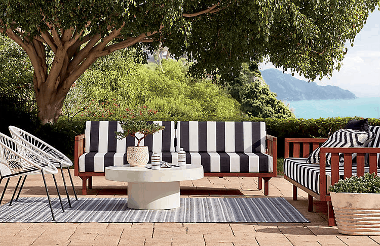 Tropez Black And White Striped Sofa