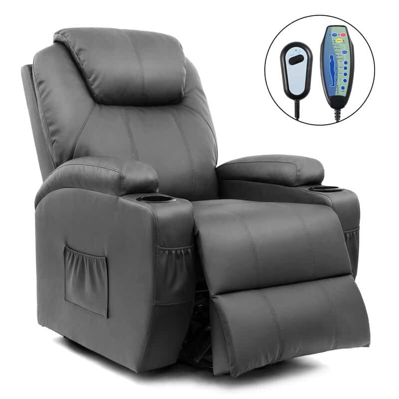 Faux Leather Power Reclining Heated Massage Chair